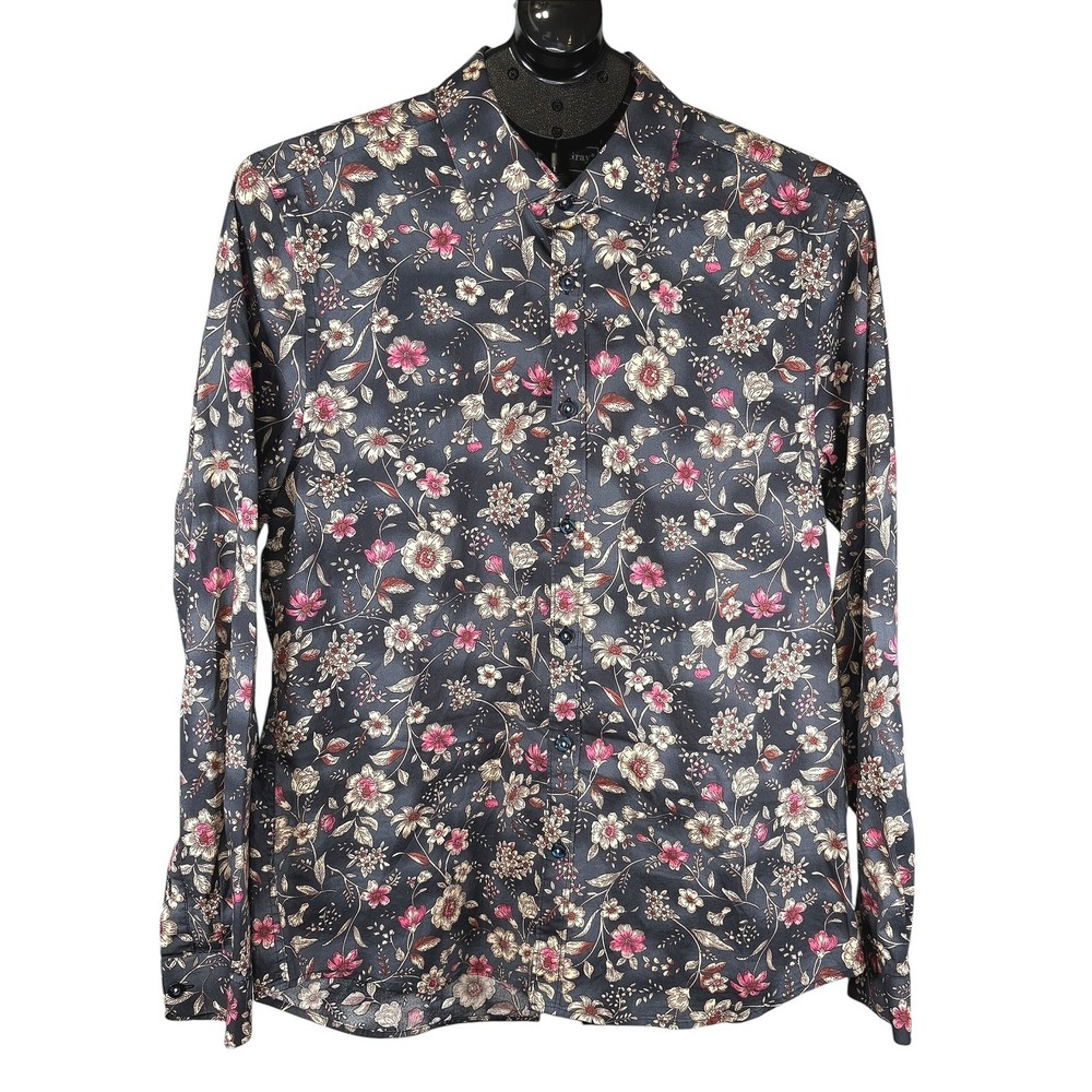 Paisley‎ & Gray Mens Slim Fit Floral Button Down Shirt Gray Pink Large 17 L